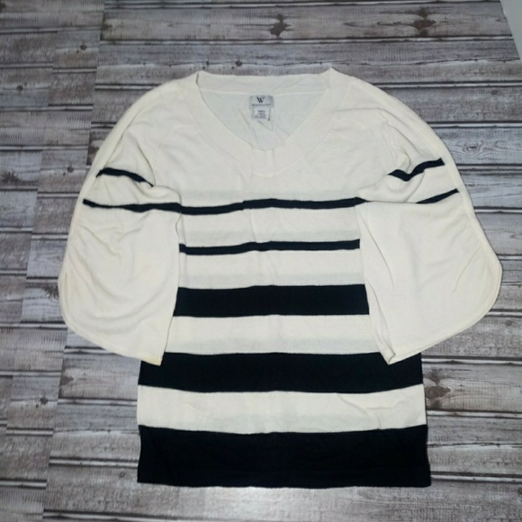 🔥4/$20 Worthington Kimono Sleeve Top Small Striped - Picture 8 of 9